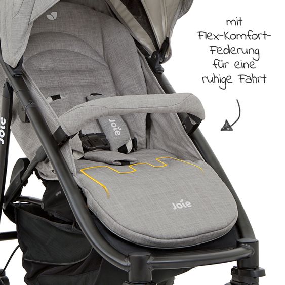 joie 4in1 Kombi-Kinderwagen-Set Mytrax Flex mit Babyschale, Babywanne, Isofix-Basis, Adapter & XXL Zubehörpaket - Gray Flannel
