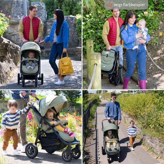 joie 4in1 Kombi-Kinderwagen-Set Mytrax Flex mit Babyschale, Babywanne, Isofix-Basis, Adapter & XXL Zubehörpaket - Gray Flannel