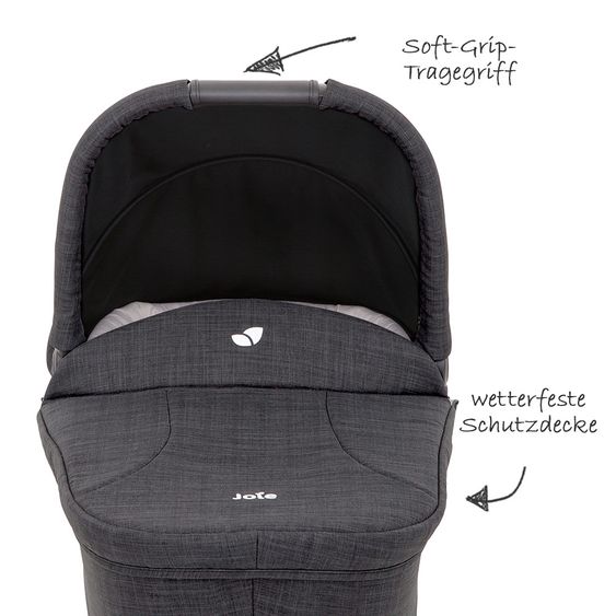 joie 4in1 Kombi-Kinderwagen-Set Mytrax Flex mit Babyschale, Babywanne, Isofix-Basis, Adapter & XXL Zubehörpaket - Pavement
