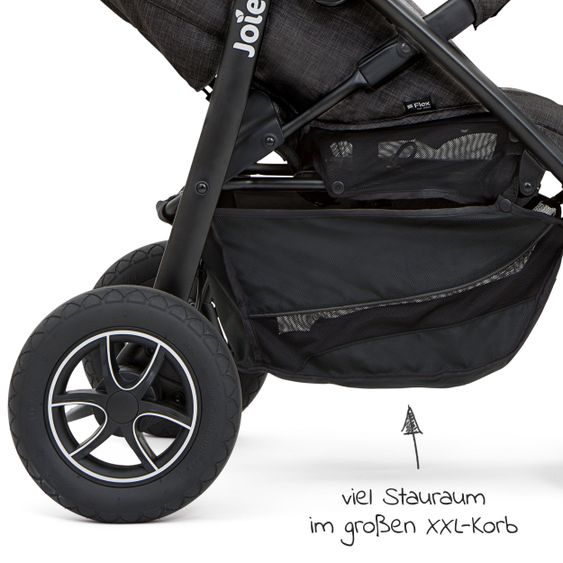 joie 4in1 Kombi-Kinderwagen-Set Mytrax Flex mit Babyschale, Babywanne, Isofix-Basis, Adapter & XXL Zubehörpaket - Pavement