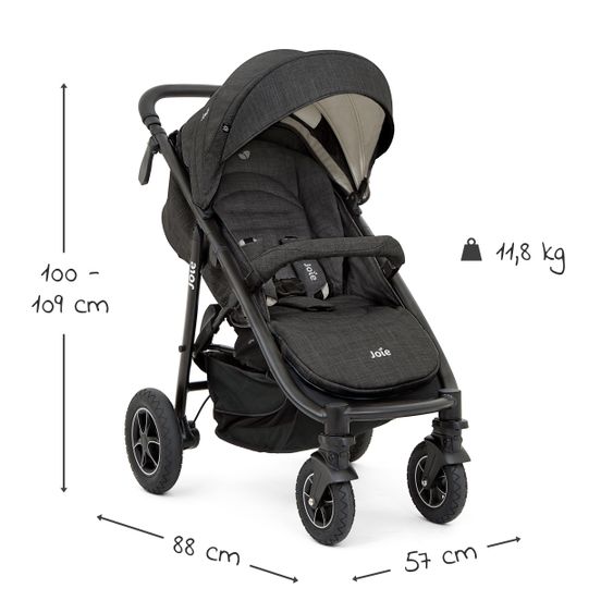 joie 4in1 Kombi-Kinderwagen-Set Mytrax Flex mit Babyschale, Babywanne, Isofix-Basis, Adapter & XXL Zubehörpaket - Pavement