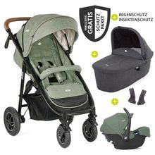 4in1 Kombi-Kinderwagen-Set Mytrax mit Adapter, Babyschale, Babywanne, Isofix-Basis & XXL Zubehörpaket - Laurel
