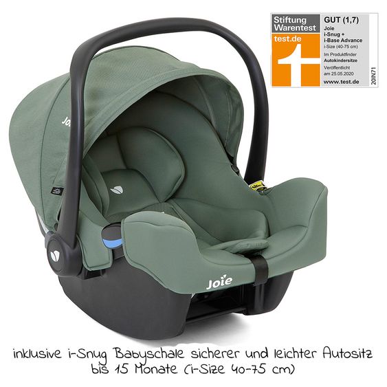 joie 4in1 Kombi-Kinderwagen-Set Mytrax mit Adapter, Babyschale, Babywanne, Isofix-Basis & XXL Zubehörpaket - Laurel
