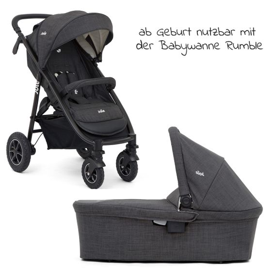 joie 4in1 Kombi-Kinderwagen-Set Mytrax mit Adapter, Babyschale, Babywanne, Isofix-Basis & XXL-Zubehörpaket - Pavement