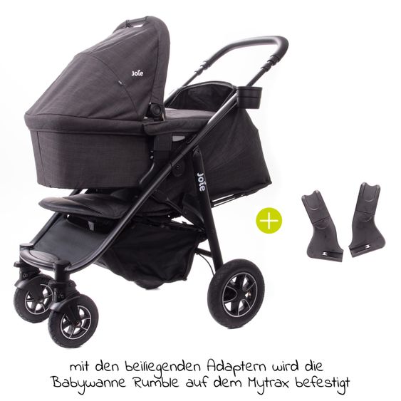 joie 4in1 Kombi-Kinderwagen-Set Mytrax mit Adapter, Babyschale, Babywanne, Isofix-Basis & XXL-Zubehörpaket - Pavement