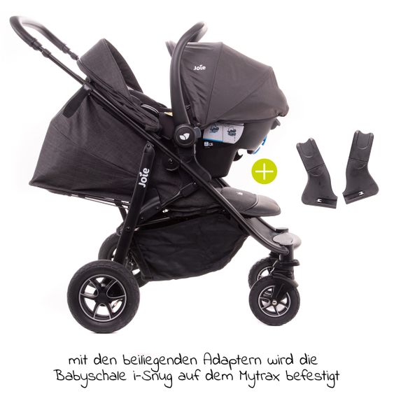 joie 4in1 Kombi-Kinderwagen-Set Mytrax mit Adapter, Babyschale, Babywanne, Isofix-Basis & XXL-Zubehörpaket - Pavement