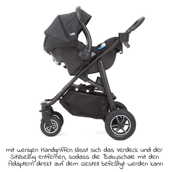 joie 4in1 Kombi-Kinderwagen-Set Mytrax mit Adapter, Babyschale, Babywanne, Isofix-Basis & XXL-Zubehörpaket - Pavement