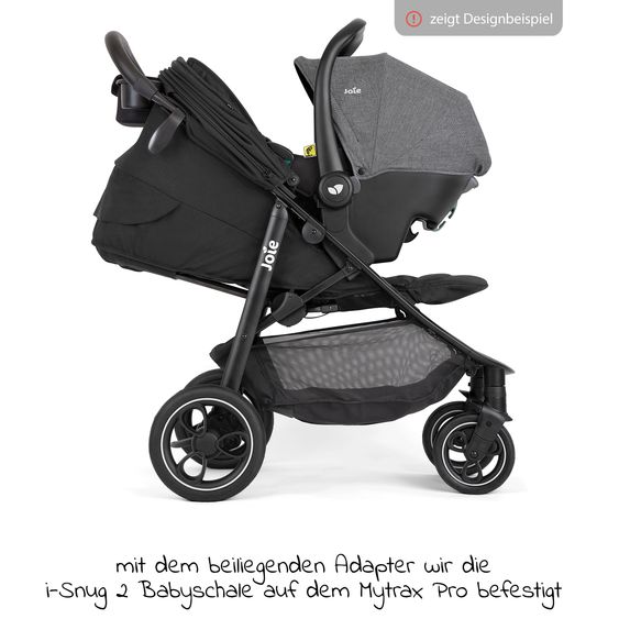 joie Set passeggino 4in1 Mytrax Pro fino a 22 kg di portata con maniglione telescopico, portabicchieri, seggiolino auto i-Snug 2, navicella Ramble, adattatore, base Isofix e pacchetto accessori - Shale