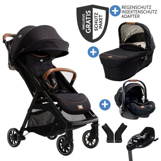 Joie Signature Set passeggino 4in1 Parcel, portata fino a 22 kg con funzione reclinabile, seggiolino auto i-Level-Recline, navicella Ramble XL, adattatore, base Isofix, borsa per il trasporto e pacchetto accessori - Signature - Eclipse