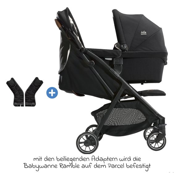 Joie Signature Set passeggino 4in1 Parcel, portata fino a 22 kg con funzione reclinabile, seggiolino auto i-Level-Recline, navicella Ramble XL, adattatore, base Isofix, borsa per il trasporto e pacchetto accessori - Signature - Eclipse