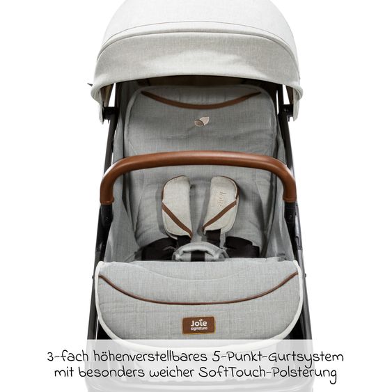 Joie Signature Set passeggino Parcel 4in1 con capacità di carico fino a 22 kg con funzione reclinabile, seggiolino auto i-Level-Recline, navicella Ramble XL, adattatore, base Isofix, borsa per il trasporto e pacchetto accessori - Signature - Oyster