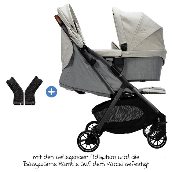 Joie Signature Set passeggino Parcel 4in1 con capacità di carico fino a 22 kg con funzione reclinabile, seggiolino auto i-Level-Recline, navicella Ramble XL, adattatore, base Isofix, borsa per il trasporto e pacchetto accessori - Signature - Oyster