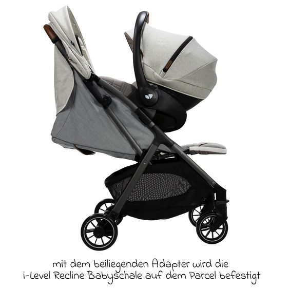 Joie Signature Set passeggino Parcel 4in1 con capacità di carico fino a 22 kg con funzione reclinabile, seggiolino auto i-Level-Recline, navicella Ramble XL, adattatore, base Isofix, borsa per il trasporto e pacchetto accessori - Signature - Oyster