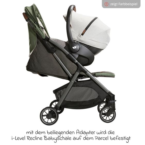 Joie Signature 4in1 Kombi-Kinderwagen-Set Parcel bis 22 kg belastbar mit Liegefunktion, Babyschale i-Level-Recline, Babywanne Ramble XL, Adapter, Isofix-Basis, Transporttasche & Zubehör-Paket - Signature - Pine