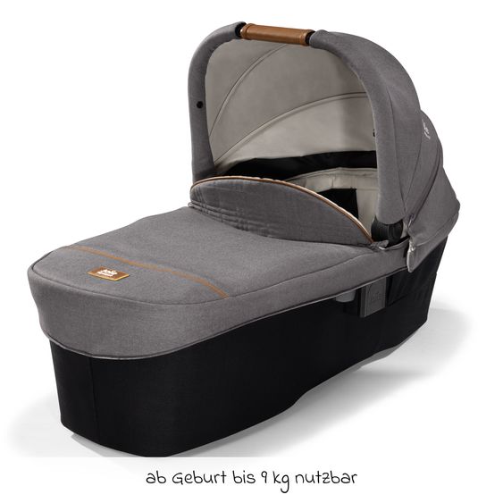 Joie Signature 4in1 baby carriage set Parcel up to 22 kg load capacity with reclining function, i-Level-Recline infant car seat, Ramble XL carrycot, adapter, Isofix base, transport bag & accessories package - Signature - Carbon