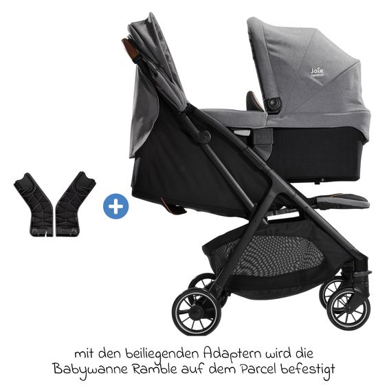 Joie Signature 4in1 baby carriage set Parcel up to 22 kg load capacity with reclining function, i-Level-Recline infant car seat, Ramble XL carrycot, adapter, Isofix base, transport bag & accessories package - Signature - Carbon