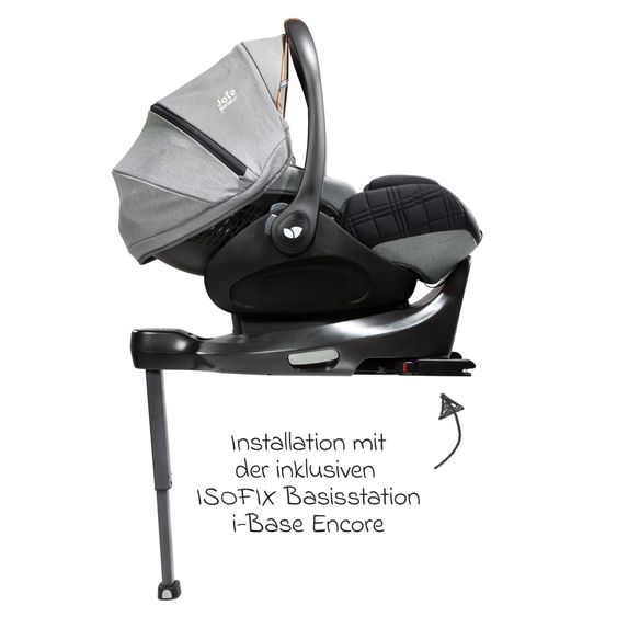 Joie Signature 4in1 baby carriage set Parcel up to 22 kg load capacity with reclining function, i-Level-Recline infant car seat, Ramble XL carrycot, adapter, Isofix base, transport bag & accessories package - Signature - Carbon