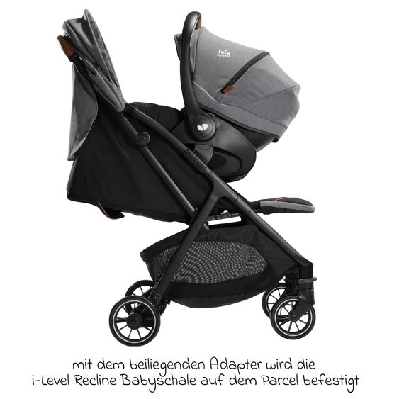 Joie Signature 4in1 baby carriage set Parcel up to 22 kg load capacity with reclining function, i-Level-Recline infant car seat, Ramble XL carrycot, adapter, Isofix base, transport bag & accessories package - Signature - Carbon