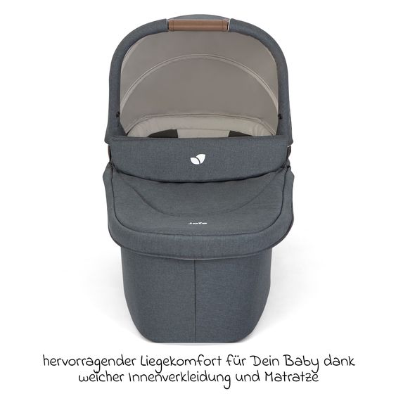 joie 4in1 Kombi-Kinderwagen-Set Versatrax bis 22 kg belastbar mit Babywanne Ramble XL, Babyschale Pebble Pro, Isofix-Basis, Activity-Trapez, Schmusetuch, Greifling, Adapter & Zubehörpaket - Moonlight