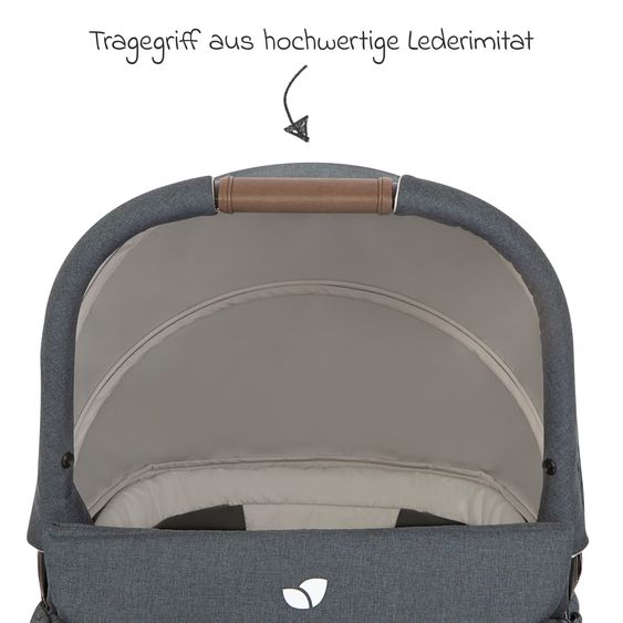 joie 4in1 Kombi-Kinderwagen-Set Versatrax bis 22 kg belastbar mit Babywanne Ramble XL, Babyschale Pebble Pro, Isofix-Basis, Activity-Trapez, Schmusetuch, Greifling, Adapter & Zubehörpaket - Moonlight