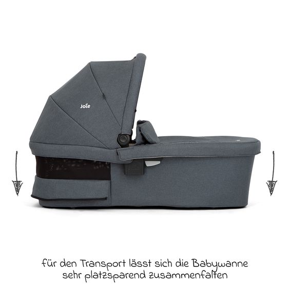 joie 4in1 Kombi-Kinderwagen-Set Versatrax bis 22 kg belastbar mit Babywanne Ramble XL, Babyschale Pebble Pro, Isofix-Basis, Activity-Trapez, Schmusetuch, Greifling, Adapter & Zubehörpaket - Moonlight