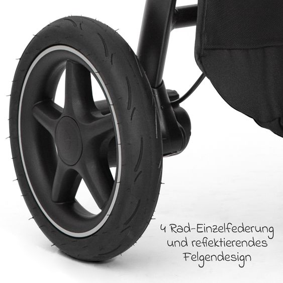 joie 4in1 Kombi-Kinderwagen-Set Versatrax bis 22 kg belastbar mit Babywanne Ramble XL, Babyschale Pebble Pro, Isofix-Basis, Activity-Trapez, Schmusetuch, Greifling, Adapter & Zubehörpaket - Moonlight