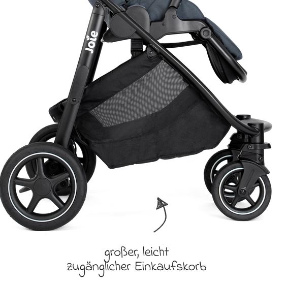 joie 4in1 Kombi-Kinderwagen-Set Versatrax bis 22 kg belastbar mit Babywanne Ramble XL, Babyschale Pebble Pro, Isofix-Basis, Activity-Trapez, Schmusetuch, Greifling, Adapter & Zubehörpaket - Moonlight