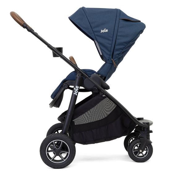 joie 4in1 Kombi-Kinderwagen-Set Versatrax bis 22 kg belastbar - umsetzbare Sitzeinheit, Babywanne Ramble XL, Babyschale i-Snug 2, Adapter, Isofix-Basis & Zubehör Paket - Deep Sea