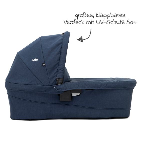 joie 4in1 Kombi-Kinderwagen-Set Versatrax bis 22 kg belastbar - umsetzbare Sitzeinheit, Babywanne Ramble XL, Babyschale i-Snug 2, Adapter, Isofix-Basis & Zubehör Paket - Deep Sea