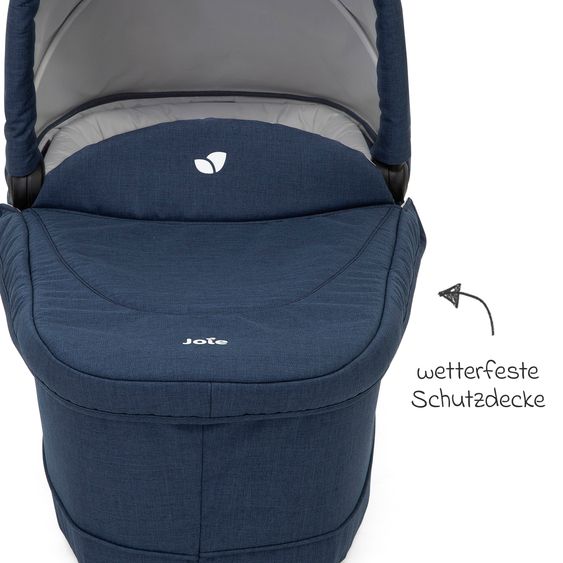 joie 4in1 Kombi-Kinderwagen-Set Versatrax bis 22 kg belastbar - umsetzbare Sitzeinheit, Babywanne Ramble XL, Babyschale i-Snug 2, Adapter, Isofix-Basis & Zubehör Paket - Deep Sea