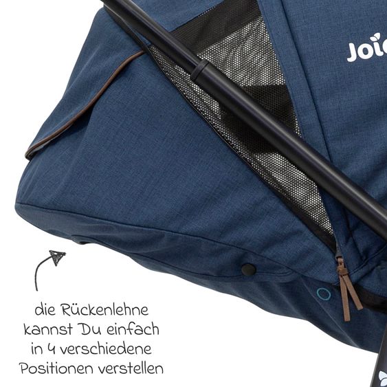 joie 4in1 Kombi-Kinderwagen-Set Versatrax bis 22 kg belastbar - umsetzbare Sitzeinheit, Babywanne Ramble XL, Babyschale i-Snug 2, Adapter, Isofix-Basis & Zubehör Paket - Deep Sea