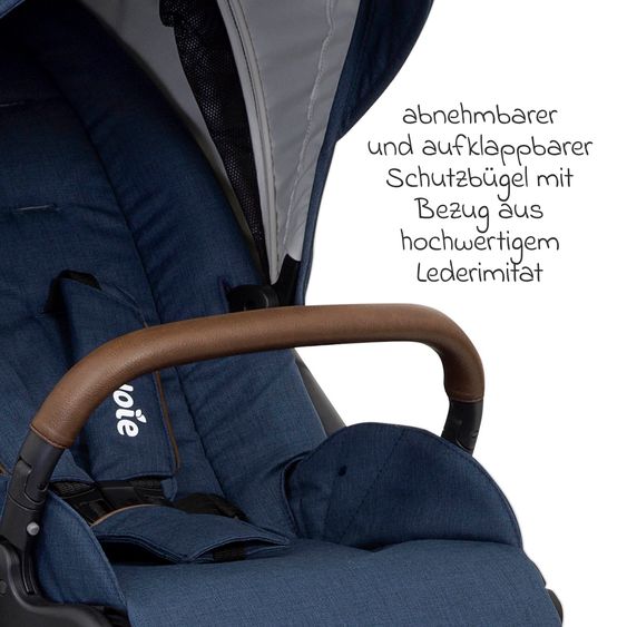 joie 4in1 Kombi-Kinderwagen-Set Versatrax bis 22 kg belastbar - umsetzbare Sitzeinheit, Babywanne Ramble XL, Babyschale i-Snug 2, Adapter, Isofix-Basis & Zubehör Paket - Deep Sea