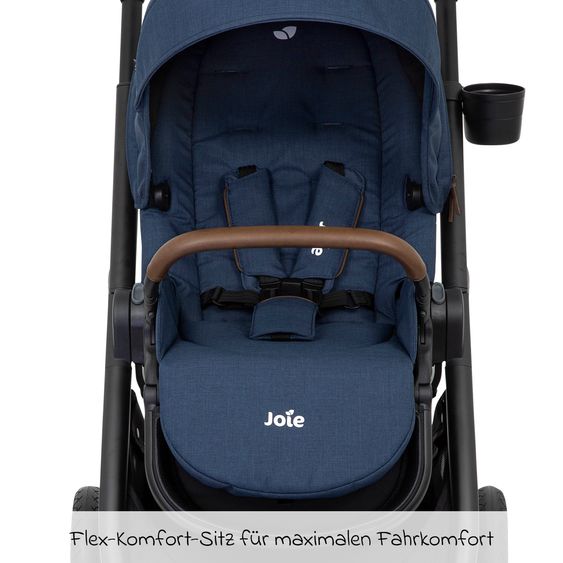 joie 4in1 Kombi-Kinderwagen-Set Versatrax bis 22 kg belastbar - umsetzbare Sitzeinheit, Babywanne Ramble XL, Babyschale i-Snug 2, Adapter, Isofix-Basis & Zubehör Paket - Deep Sea