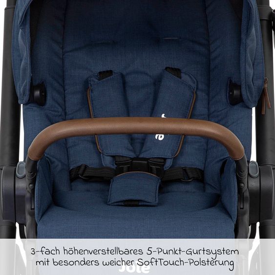 joie 4in1 Kombi-Kinderwagen-Set Versatrax bis 22 kg belastbar - umsetzbare Sitzeinheit, Babywanne Ramble XL, Babyschale i-Snug 2, Adapter, Isofix-Basis & Zubehör Paket - Deep Sea