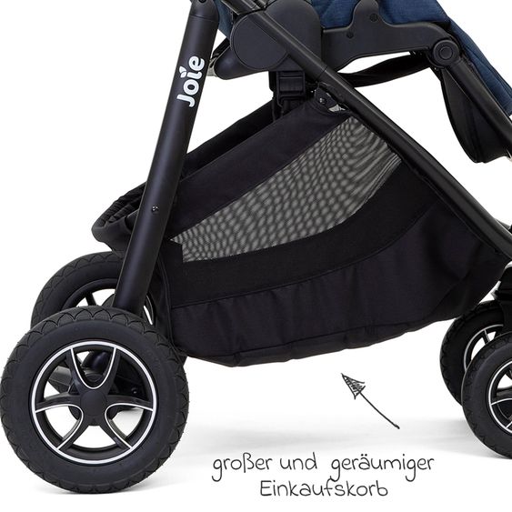 joie 4in1 Kombi-Kinderwagen-Set Versatrax bis 22 kg belastbar - umsetzbare Sitzeinheit, Babywanne Ramble XL, Babyschale i-Snug 2, Adapter, Isofix-Basis & Zubehör Paket - Deep Sea