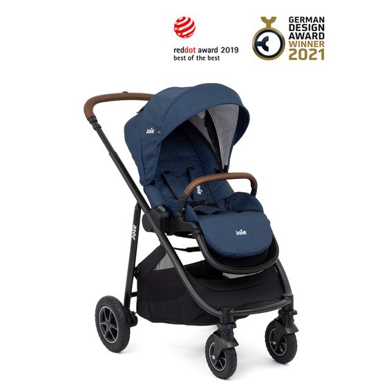 joie 4in1 Kombi-Kinderwagen-Set Versatrax bis 22 kg belastbar - umsetzbare Sitzeinheit, Babywanne Ramble XL, Babyschale i-Snug 2, Adapter, Isofix-Basis & Zubehör Paket - Deep Sea
