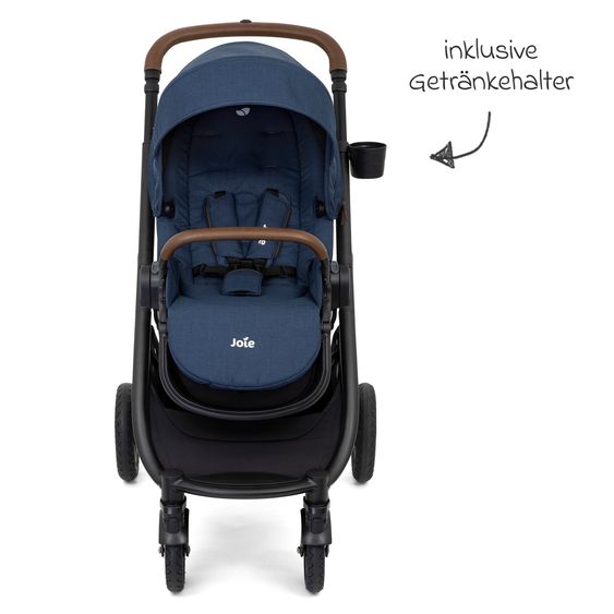 joie 4in1 Kombi-Kinderwagen-Set Versatrax bis 22 kg belastbar - umsetzbare Sitzeinheit, Babywanne Ramble XL, Babyschale i-Snug 2, Adapter, Isofix-Basis & Zubehör Paket - Deep Sea