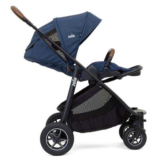 joie 4in1 Kombi-Kinderwagen-Set Versatrax bis 22 kg belastbar - umsetzbare Sitzeinheit, Babywanne Ramble XL, Babyschale i-Snug 2, Adapter, Isofix-Basis & Zubehör Paket - Deep Sea