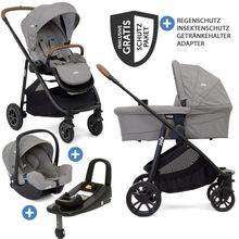 4in1 Kombi-Kinderwagen-Set Versatrax bis 22 kg belastbar - umsetzbare Sitzeinheit, Babywanne Ramble XL, Babyschale i-Snug 2, Adapter, Isofix-Basis & Zubehör Paket - Gray Flannel