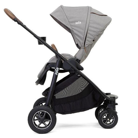 joie 4in1 Kombi-Kinderwagen-Set Versatrax bis 22 kg belastbar - umsetzbare Sitzeinheit, Babywanne Ramble XL, Babyschale i-Snug, Adapter, Isofix-Basis & Zubehör Paket - Gray Flannel