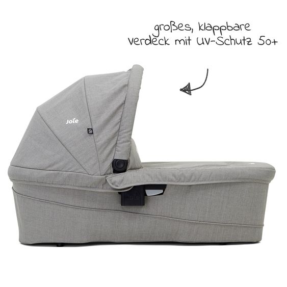 joie 4in1 Kombi-Kinderwagen-Set Versatrax bis 22 kg belastbar - umsetzbare Sitzeinheit, Babywanne Ramble XL, Babyschale i-Snug, Adapter, Isofix-Basis & Zubehör Paket - Gray Flannel