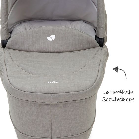 joie 4in1 Kombi-Kinderwagen-Set Versatrax bis 22 kg belastbar - umsetzbare Sitzeinheit, Babywanne Ramble XL, Babyschale i-Snug, Adapter, Isofix-Basis & Zubehör Paket - Gray Flannel