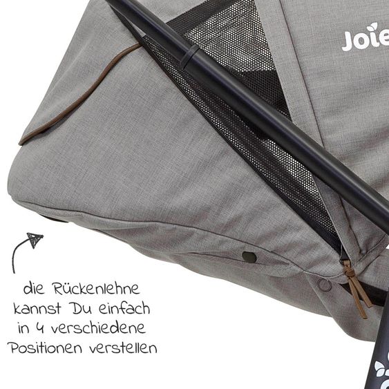 joie 4in1 Kombi-Kinderwagen-Set Versatrax bis 22 kg belastbar - umsetzbare Sitzeinheit, Babywanne Ramble XL, Babyschale i-Snug, Adapter, Isofix-Basis & Zubehör Paket - Gray Flannel