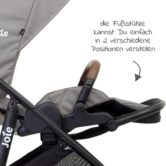 joie 4in1 Kombi-Kinderwagen-Set Versatrax bis 22 kg belastbar - umsetzbare Sitzeinheit, Babywanne Ramble XL, Babyschale i-Snug, Adapter, Isofix-Basis & Zubehör Paket - Gray Flannel