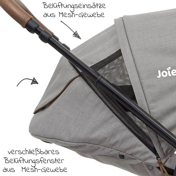joie 4in1 Kombi-Kinderwagen-Set Versatrax bis 22 kg belastbar - umsetzbare Sitzeinheit, Babywanne Ramble XL, Babyschale i-Snug, Adapter, Isofix-Basis & Zubehör Paket - Gray Flannel