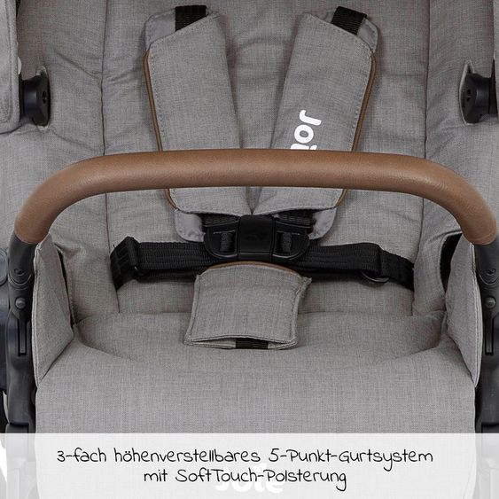 joie 4in1 Kombi-Kinderwagen-Set Versatrax bis 22 kg belastbar - umsetzbare Sitzeinheit, Babywanne Ramble XL, Babyschale i-Snug, Adapter, Isofix-Basis & Zubehör Paket - Gray Flannel