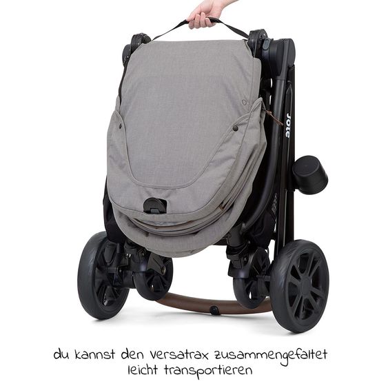 joie 4in1 Kombi-Kinderwagen-Set Versatrax bis 22 kg belastbar - umsetzbare Sitzeinheit, Babywanne Ramble XL, Babyschale i-Snug, Adapter, Isofix-Basis & Zubehör Paket - Gray Flannel