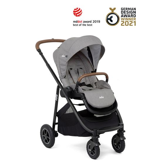 joie 4in1 Kombi-Kinderwagen-Set Versatrax bis 22 kg belastbar - umsetzbare Sitzeinheit, Babywanne Ramble XL, Babyschale i-Snug, Adapter, Isofix-Basis & Zubehör Paket - Gray Flannel
