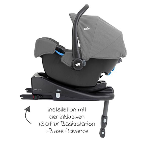 joie 4in1 Kombi-Kinderwagen-Set Versatrax bis 22 kg belastbar - umsetzbare Sitzeinheit, Babywanne Ramble XL, Babyschale i-Snug, Adapter, Isofix-Basis & Zubehör Paket - Gray Flannel
