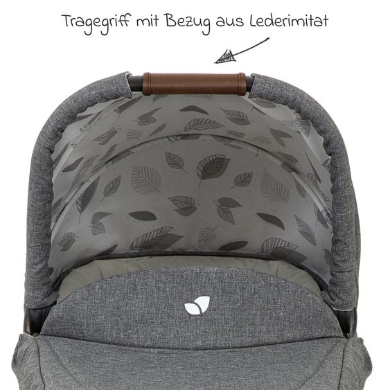 joie 4in1 Kombi-Kinderwagen-Set Versatrax bis 22 kg belastbar - umsetzbare Sitzeinheit, Babywanne Ramble XL, Babyschale i-Snug 2, Adapter, Isofix-Basis & Zubehör Paket - Grey Flower